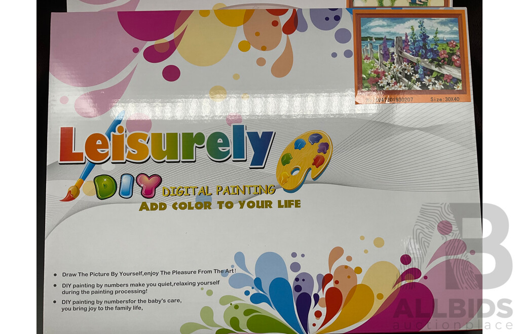 LEISURELY DIY Paint by Numbers Canavas - Lot of 34 - Brand New