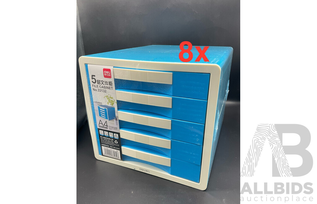 DELI 5 Drawer File Cabinet - Lot of 8 - Brand New