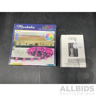 MIRABELLA 3M Colour Chaniging Led Strip and RING Quick Release Battery Pack - Lot of 2