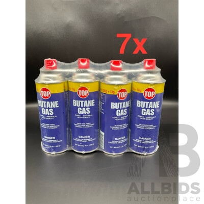 Pack of 4 TOP Butane Gas Bottles Canisters (230g Each) - Lot of 7