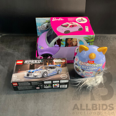 LEGO 76917 Fast & Furious Nissan Skyline GT-R & Barbie Vehicle & ZURU Rainbocorns - Lot of 3