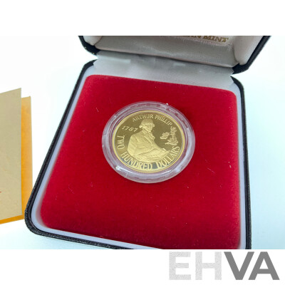 Australian RAM 1987 Gold Two Hundred Dollar Proof Coin, Arthur phillip .916