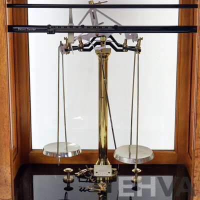 Vintage Scientific Balance Scales in Glass Case