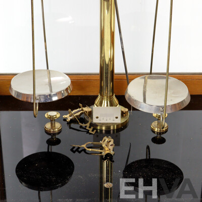 Vintage Scientific Balance Scales in Glass Case