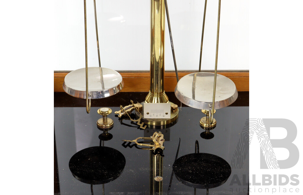 Vintage Scientific Balance Scales in Glass Case