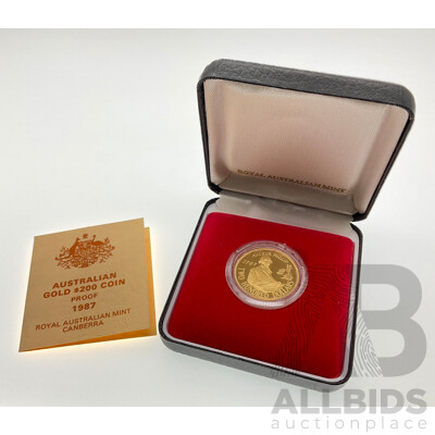 Australian RAM 1987 Gold Two Hundred Dollar Proof Coin, Arthur phillip .916