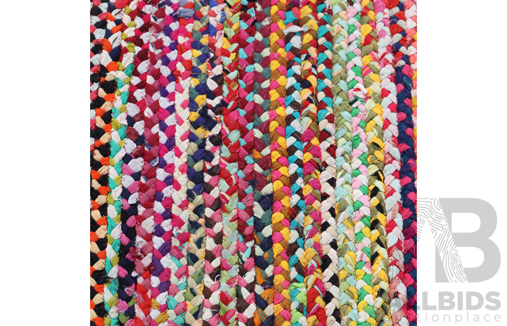 Retro Hand Woven Sub Continental Multicoloured Rag Rug Runner
