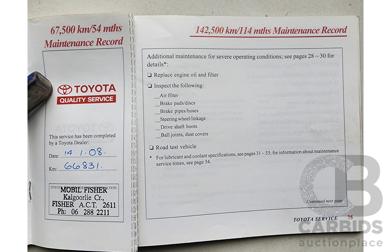 8/2003 Toyota Avalon Advantage MCX10R MKII 4d Sedan White 3.0L