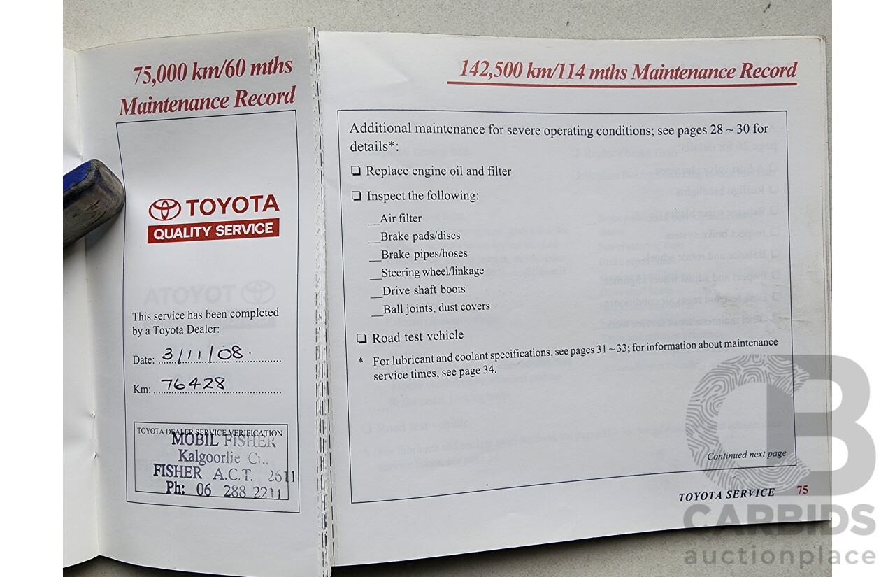 8/2003 Toyota Avalon Advantage MCX10R MKII 4d Sedan White 3.0L