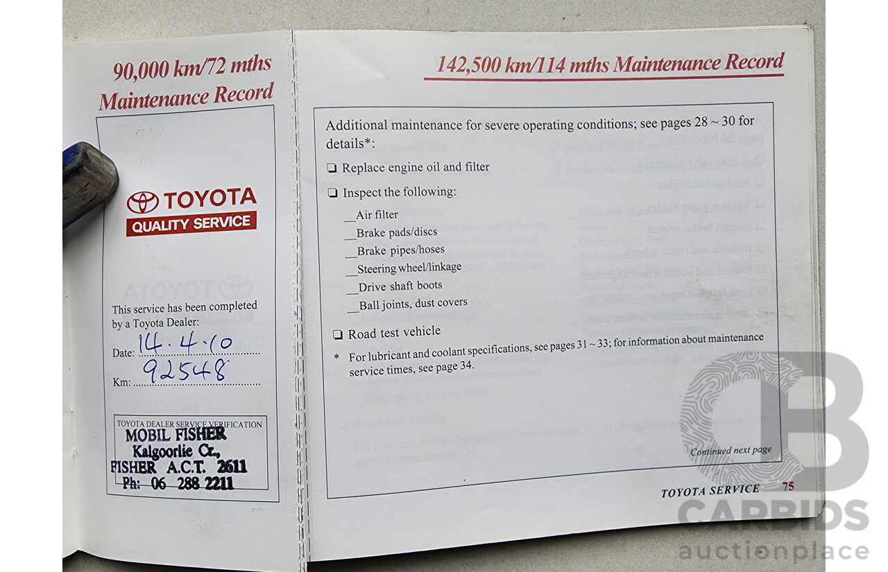 8/2003 Toyota Avalon Advantage MCX10R MKII 4d Sedan White 3.0L