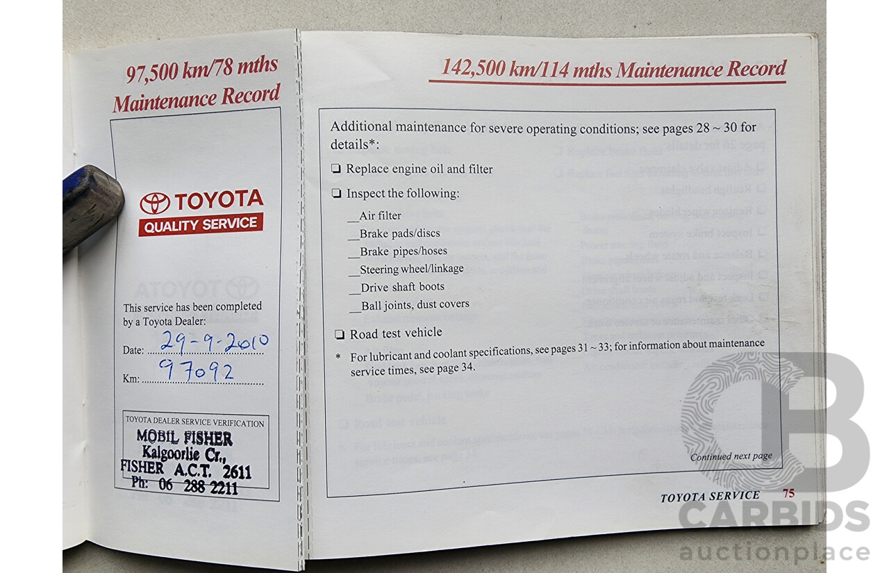 8/2003 Toyota Avalon Advantage MCX10R MKII 4d Sedan White 3.0L
