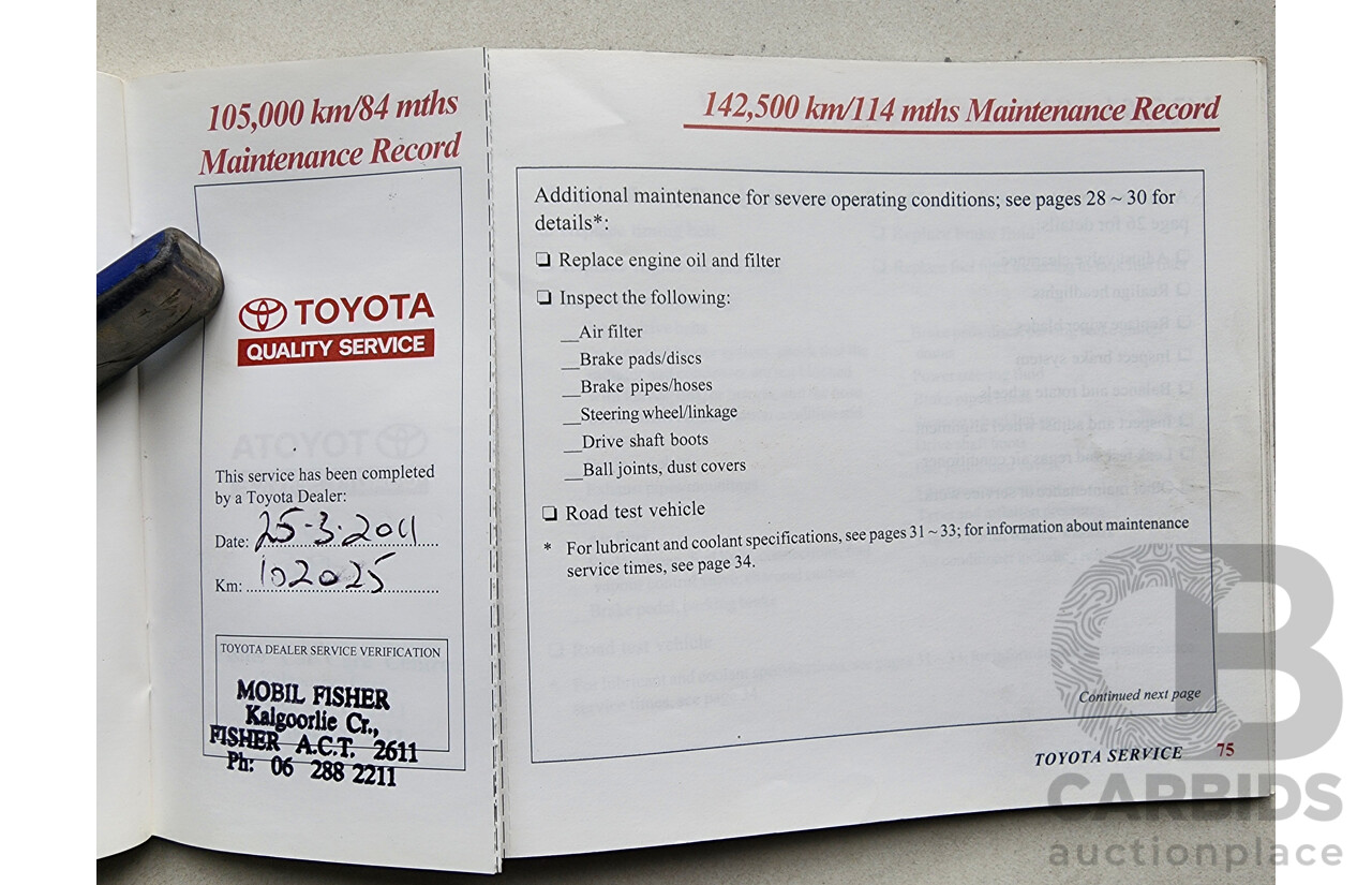 8/2003 Toyota Avalon Advantage MCX10R MKII 4d Sedan White 3.0L