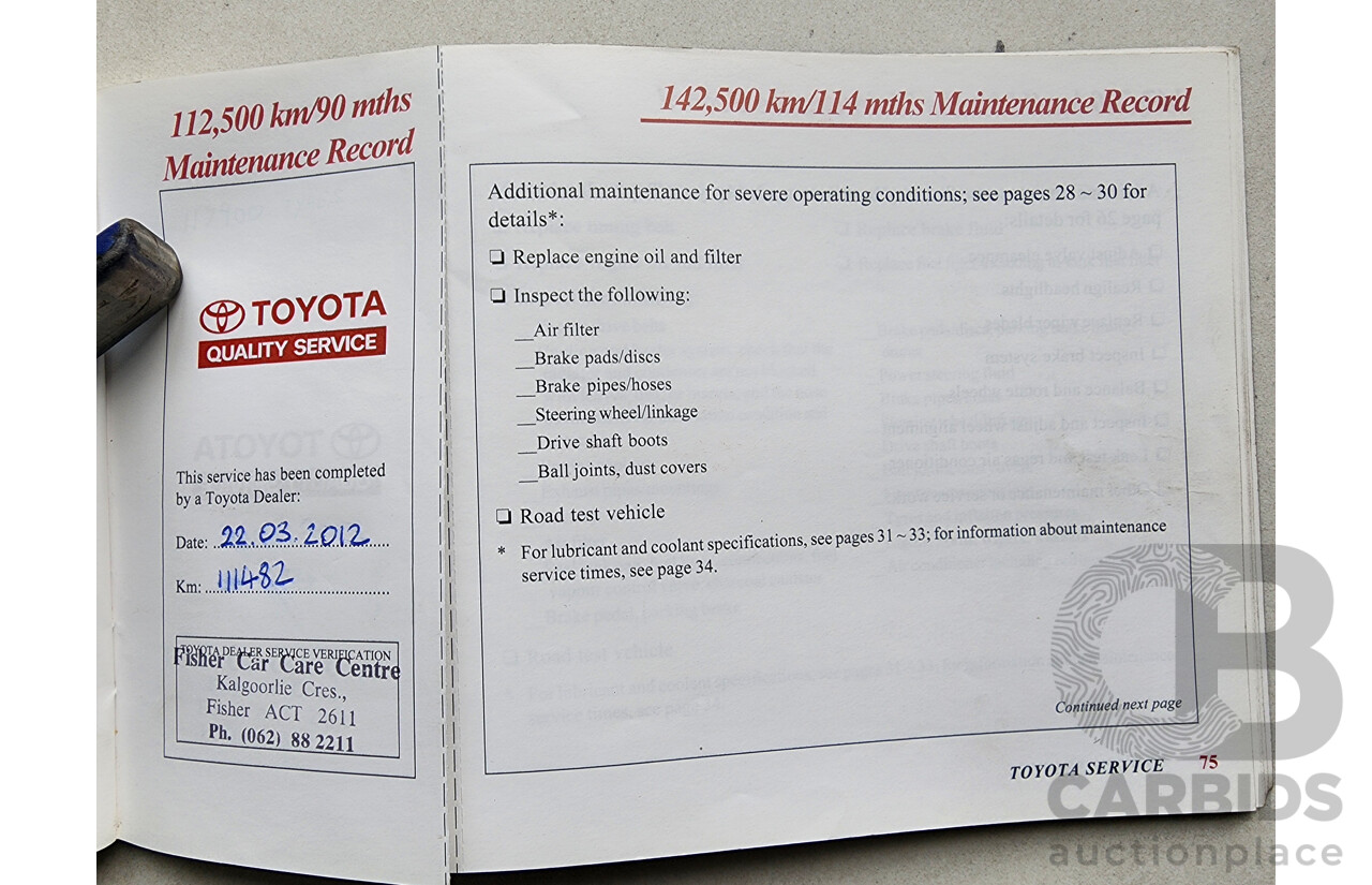 8/2003 Toyota Avalon Advantage MCX10R MKII 4d Sedan White 3.0L