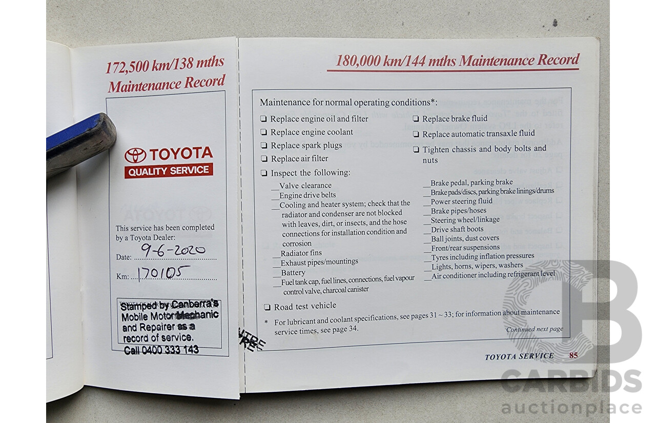8/2003 Toyota Avalon Advantage MCX10R MKII 4d Sedan White 3.0L