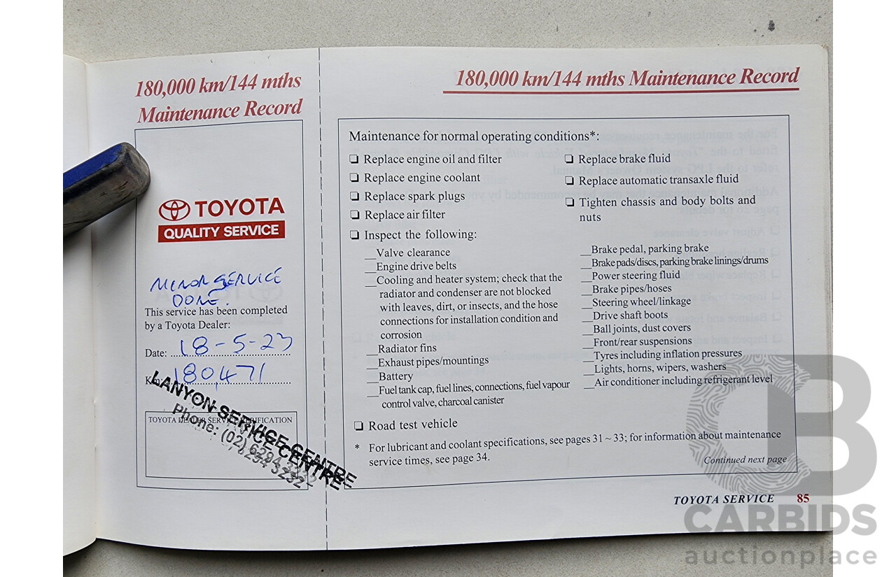 8/2003 Toyota Avalon Advantage MCX10R MKII 4d Sedan White 3.0L