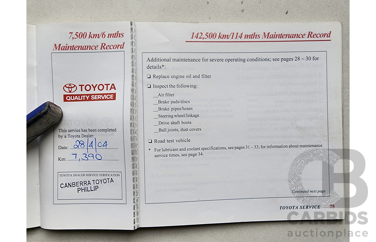 8/2003 Toyota Avalon Advantage MCX10R MKII 4d Sedan White 3.0L