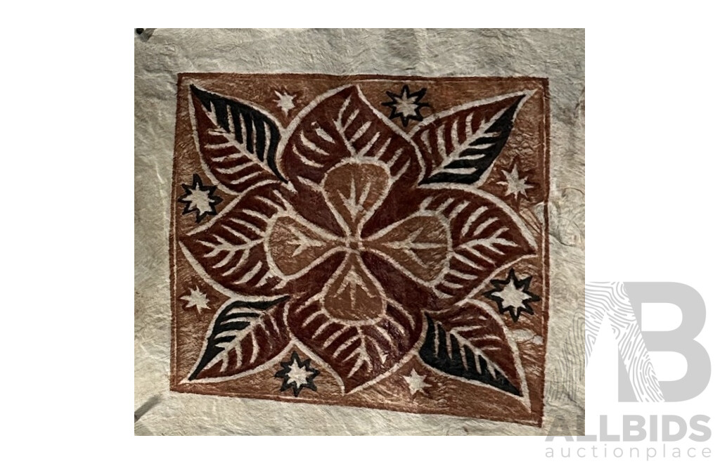 Lovely Collection of Four Vintage Tapa Cloths - One Loose Pua Samoa Siapo & Three Framed Polynesian Mats, Natural Dyes on Handmade Bark Cloth, 55 x 38.5 cm (frames) (4)
