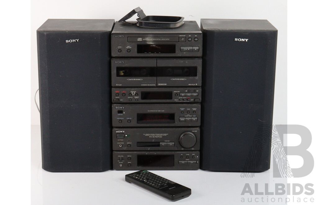 Sony Compact High Density Component System FH E737CD with Pair Speakers. Model SSh26000, and Remote Control