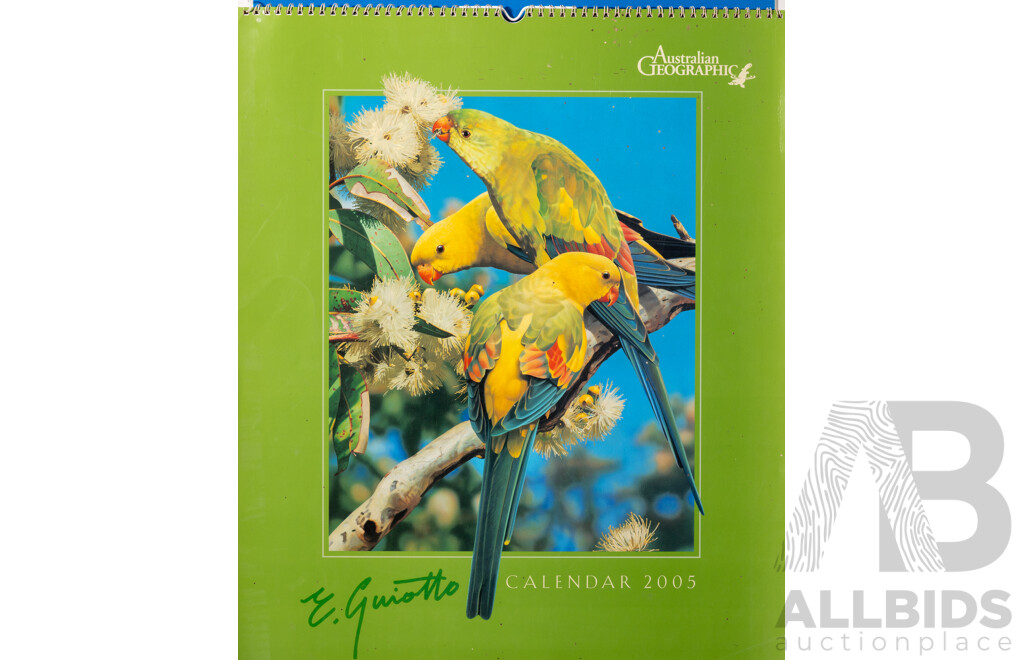 Lovely Job Lot of Bird Art - Trio of Unused Calendars Including One Featuring John Gould Images, Peter Longhurst Gang Gang Print & W Stephinson Photograph, 52 x 42 cm (largest calendar) (6)