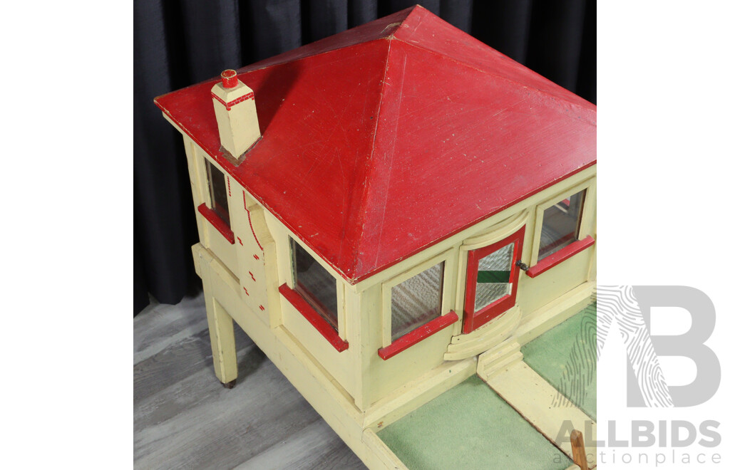 Bespoke Timber Dolls House on Castors with Furniture, Clothing and Doll