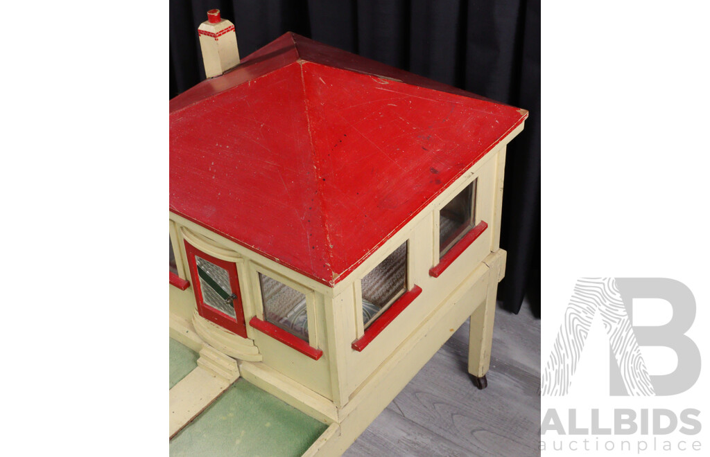 Bespoke Timber Dolls House on Castors with Furniture, Clothing and Doll