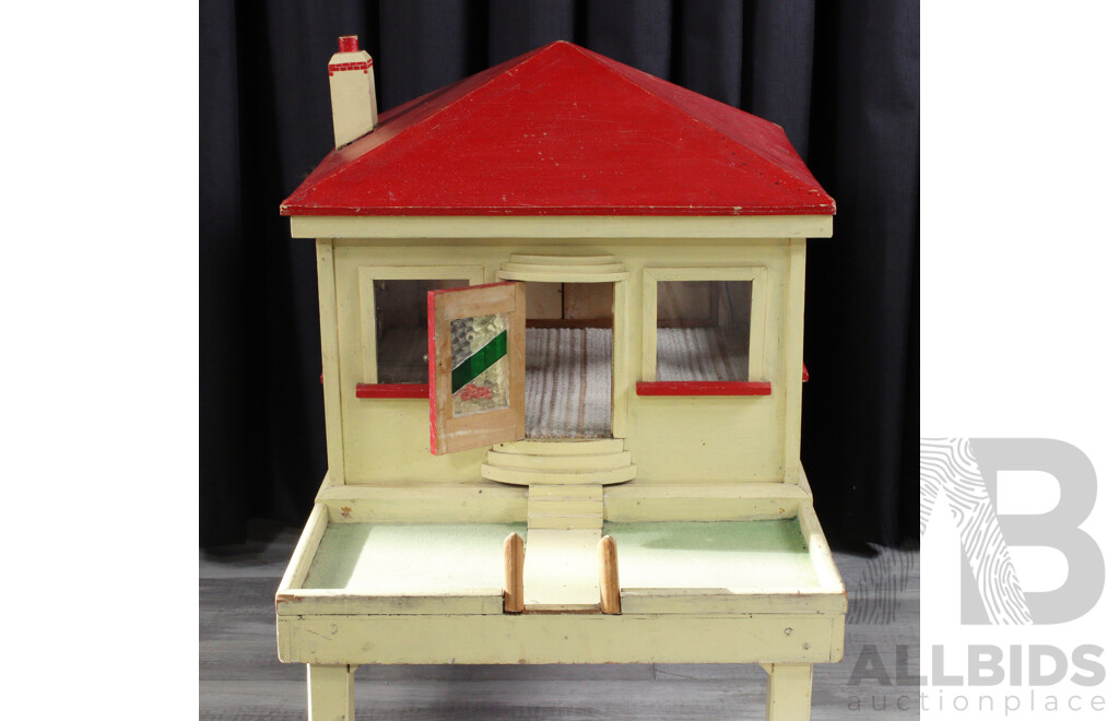 Bespoke Timber Dolls House on Castors with Furniture, Clothing and Doll