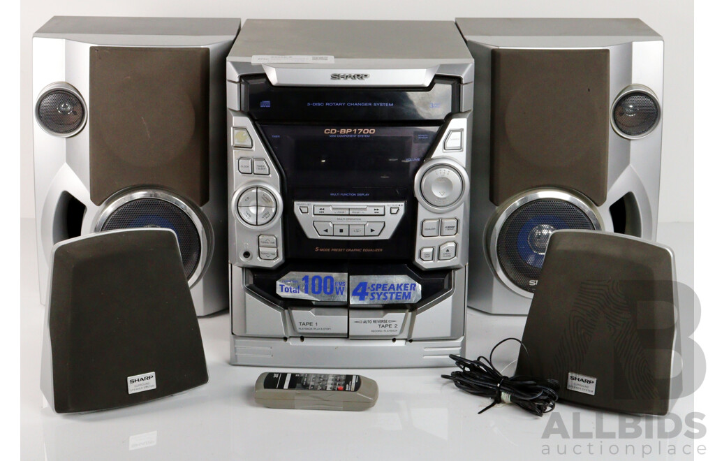 Sharpe CD BP 1700 Syste,m with Four Surround Sound Speakers