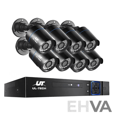 UL-Tech CCTV Security System 8CH DVR 8 Cameras 1080p - Brand New