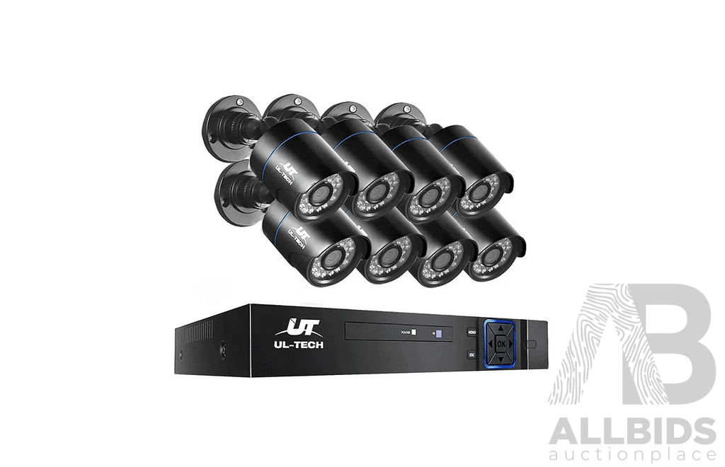 UL-Tech CCTV Security System 8CH DVR 8 Cameras 1080p - Brand New