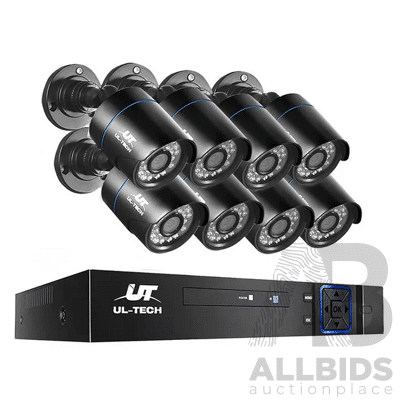 UL-Tech CCTV Security System 8CH DVR 8 Cameras 1080p - Brand New