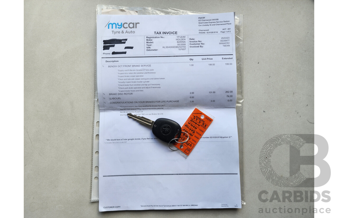 4/2008 Holden Barina  TK MY08 3d Hatchback White 1.6L