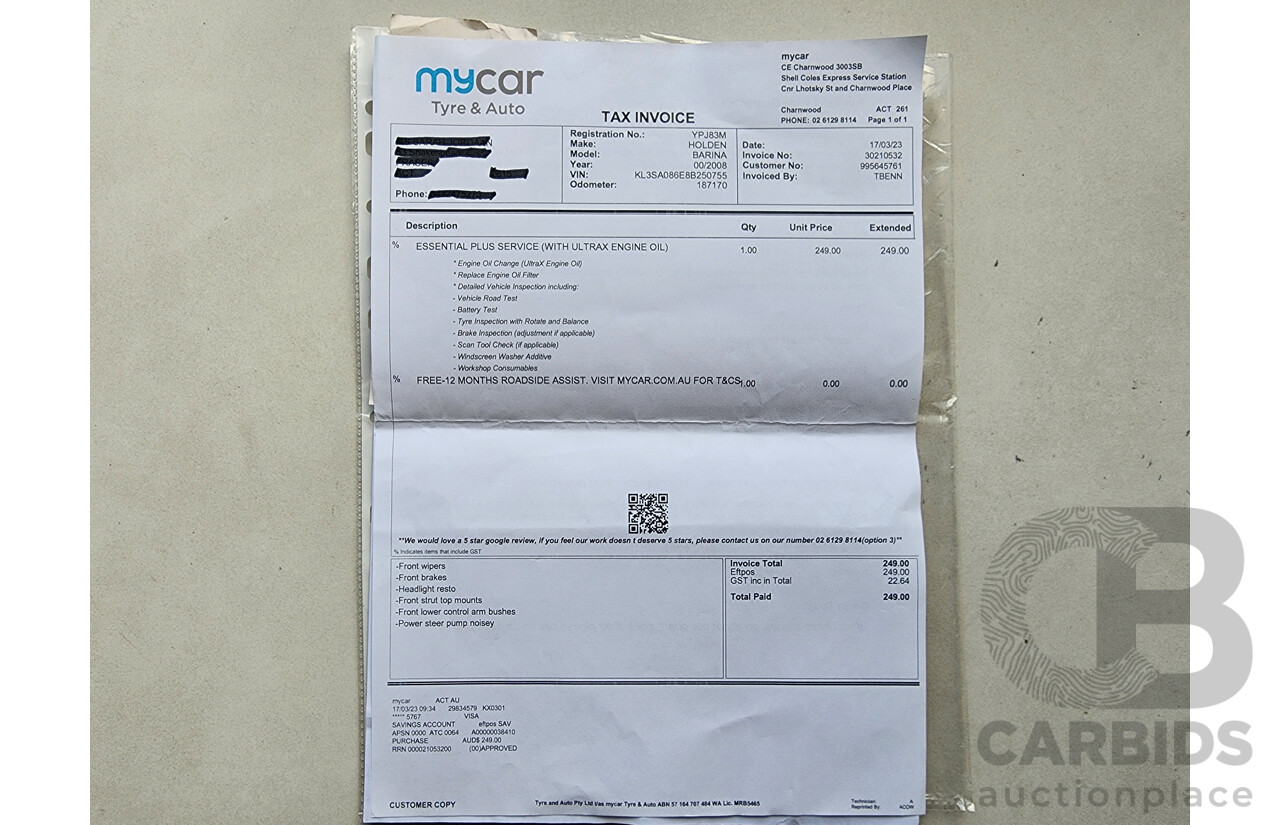 4/2008 Holden Barina  TK MY08 3d Hatchback White 1.6L