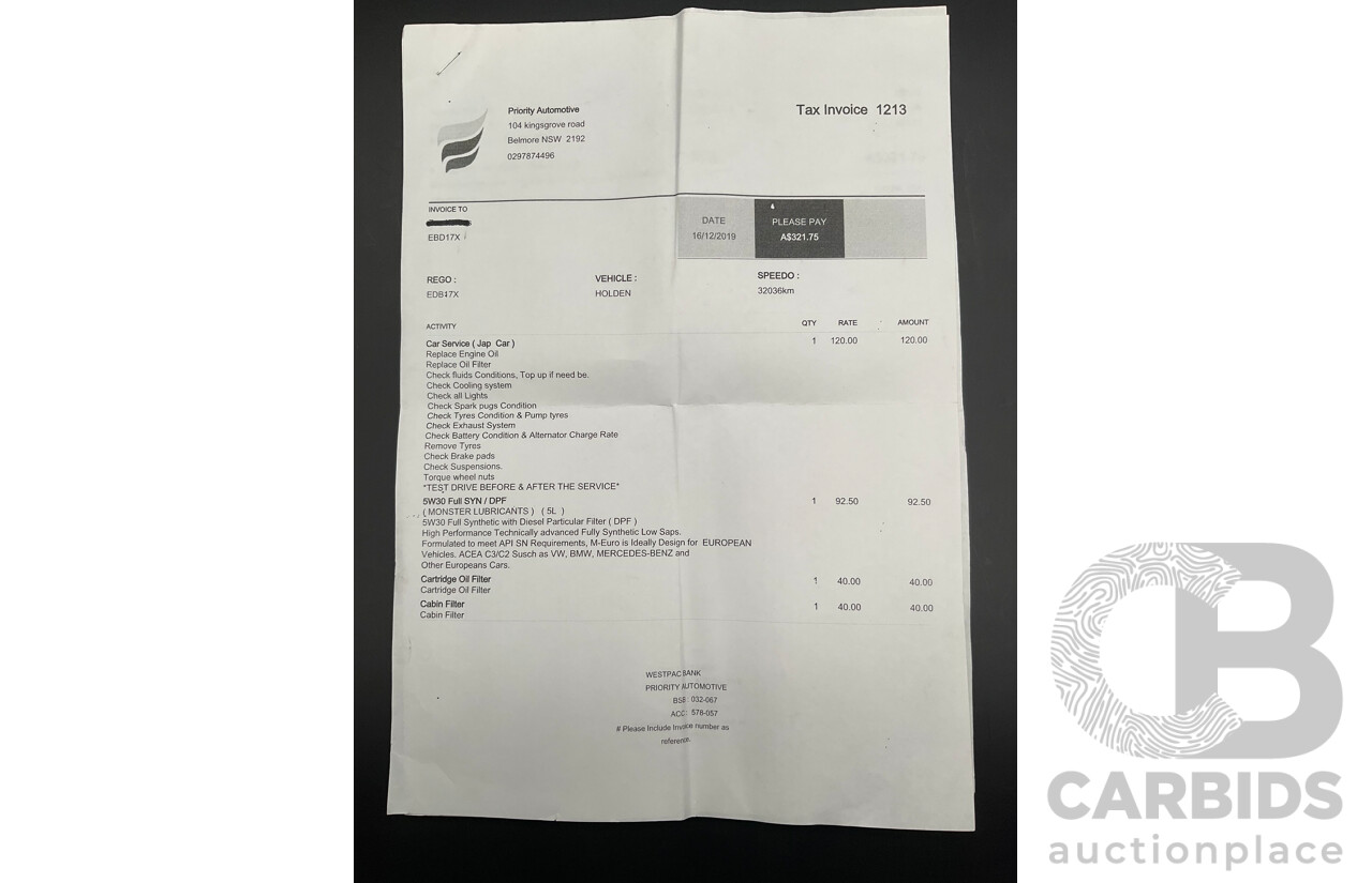 5/2015 Holden Cascada  CJ 2d Convertible Summit White Turbo 1.6L