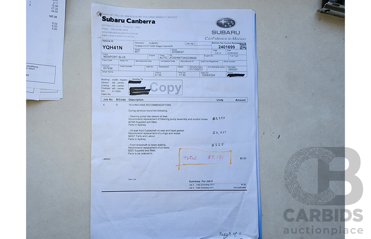 10/2009 Subaru Forester XT MY09 4d Wagon Blue 2.5L