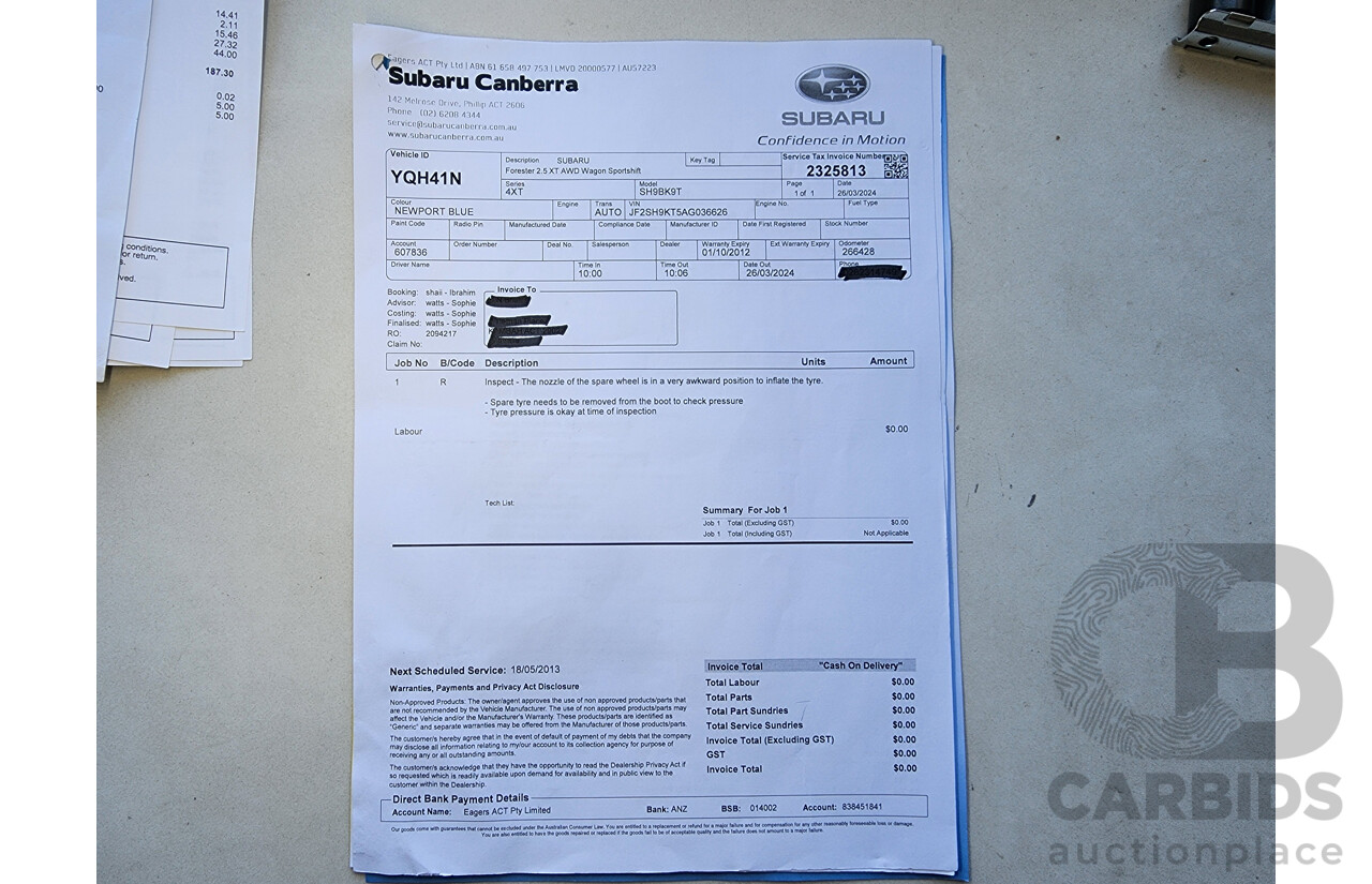 10/2009 Subaru Forester XT MY09 4d Wagon Blue 2.5L