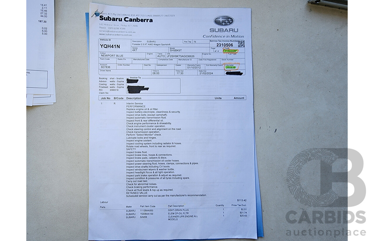 10/2009 Subaru Forester XT MY09 4d Wagon Blue 2.5L