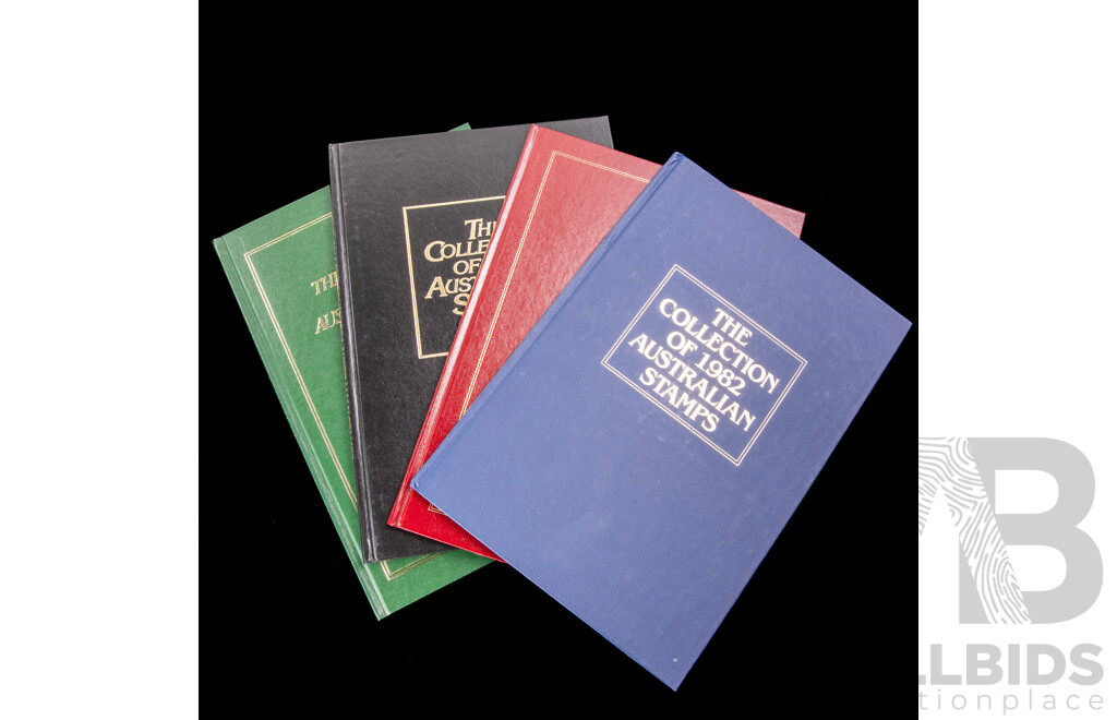 Four Australian Annual Stamp Albums Including 1982, 1983, 1984, 1985 - Face Value $82