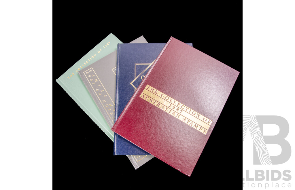 Four Australian Annual Stamp Albums Including 1986, 1987, 1988, 1989 - Face Value $125
