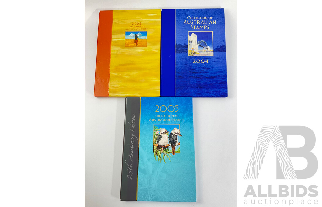 Three Australian Annual Stamp Albums,200, 2004, 2005 - Face Value $165