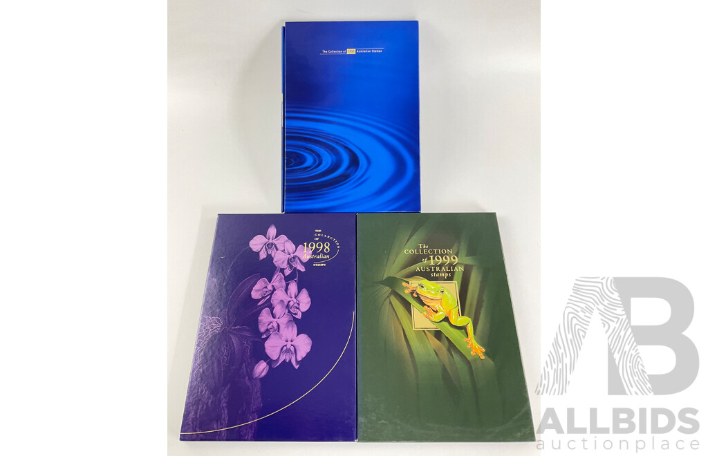 Three Australian Annual Stamp Albums 1997, 1998, 1999 - Face Value $135