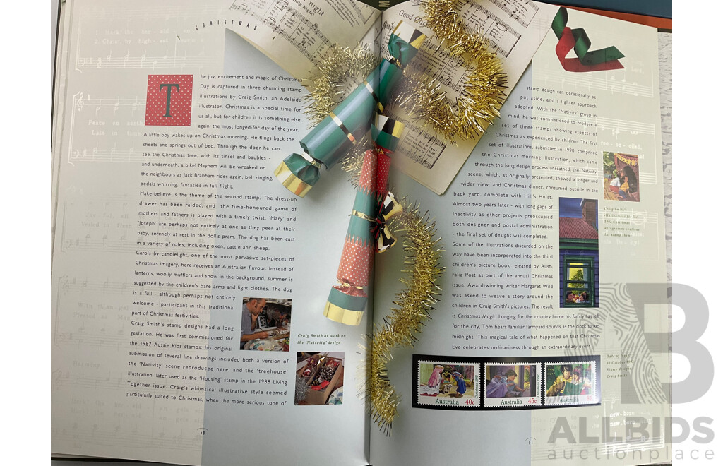 Four Australian Annual Stamp Albums Including 1990, 1991, 1992, 1993 - Face Value $150