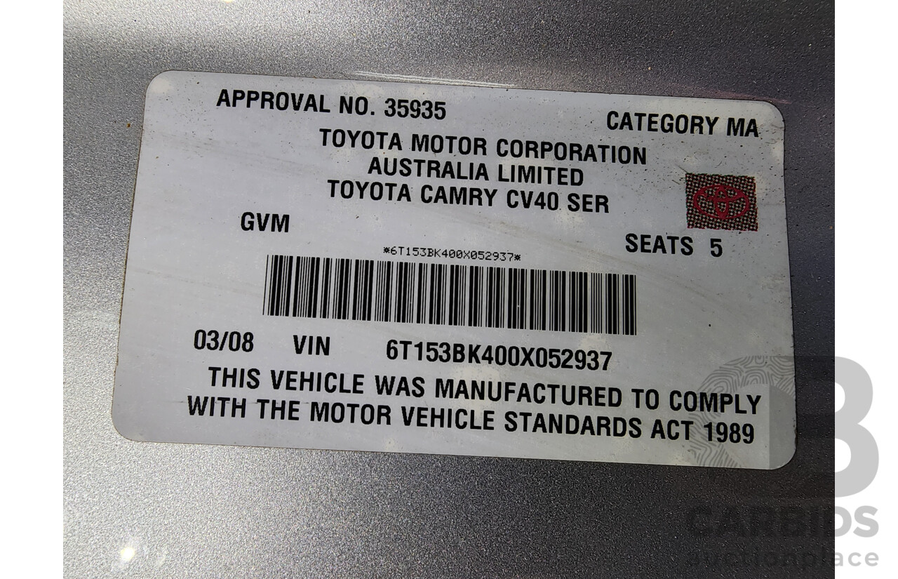 3/2008 Toyota Camry Grande ACV40R 4d Sedan Silver 2.4L