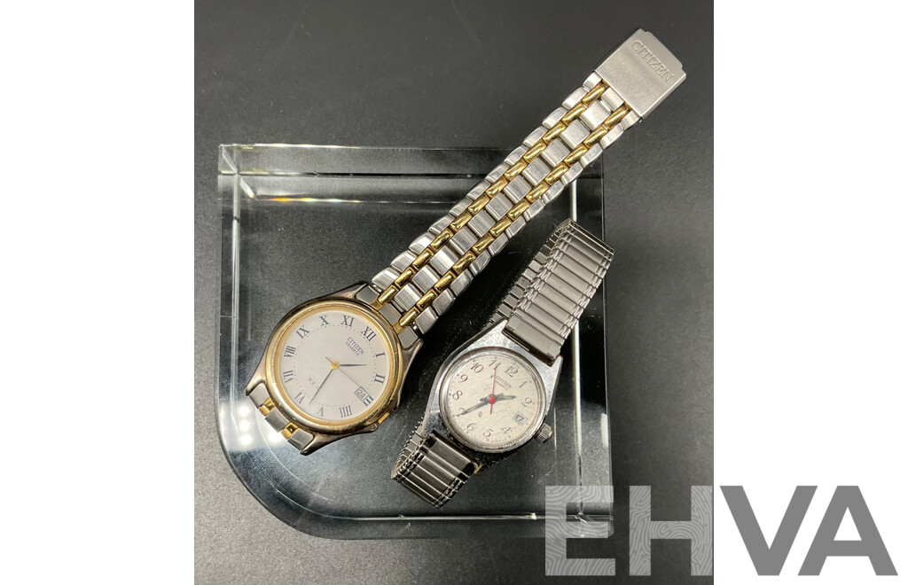 Vintage CITIZEN Quartz Watches 6010-S05677 & 2510-R16603 - Lot of 2