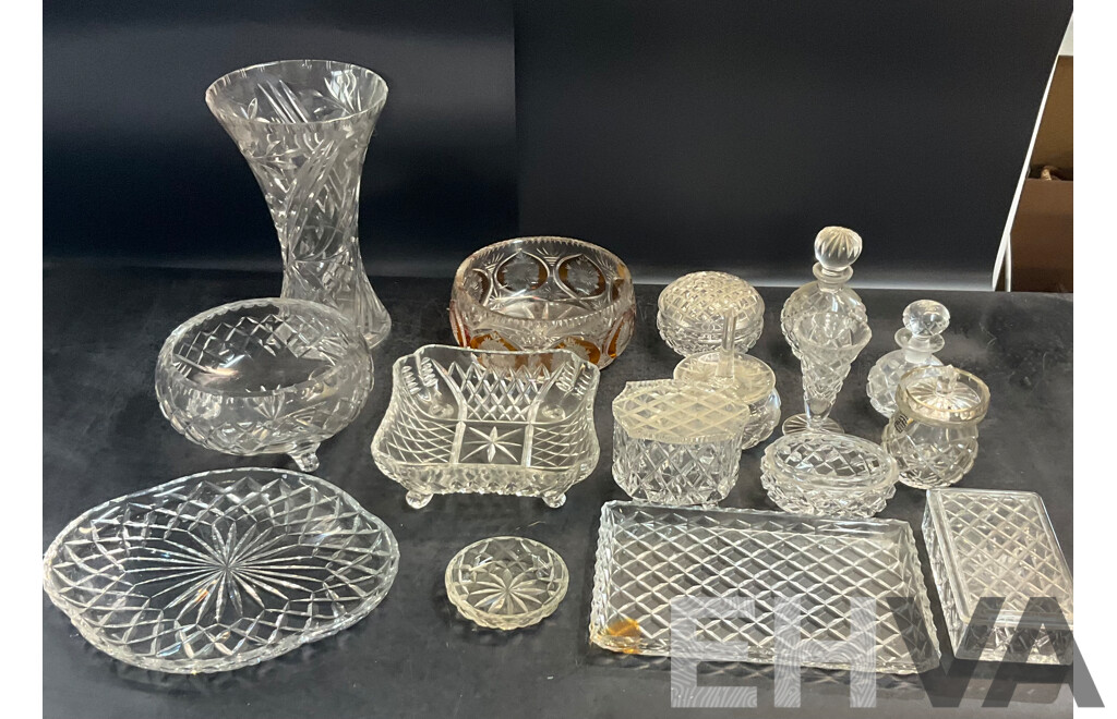 Large Vintage Collection of Various Crystalware and Glassware Included Julia, Bohem Hand Lead Cut Crystal