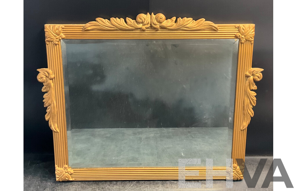Wall Hanging Mirror with Golden Wood Frame