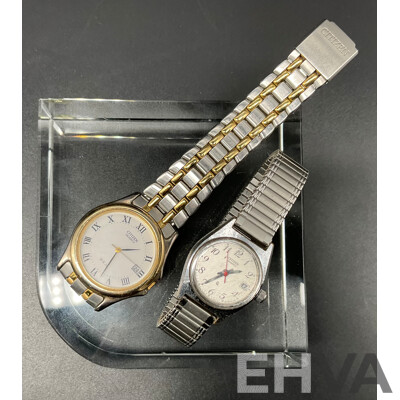 Vintage CITIZEN Quartz Watches 6010-S05677 & 2510-R16603 - Lot of 2