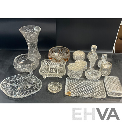 Large Vintage Collection of Various Crystalware and Glassware Included Julia, Bohem Hand Lead Cut Crystal