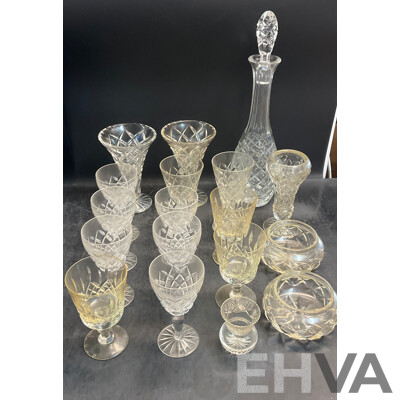 Large Vintage Collection of Various Crystalware and Glassware Included Julia, Bohem Hand Lead Cut Crystal