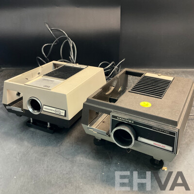 2 X Vintage HANIMEX 35mm Slide Projectors (800RF & 1800RF) with 3 X Han-o-matic Magazines