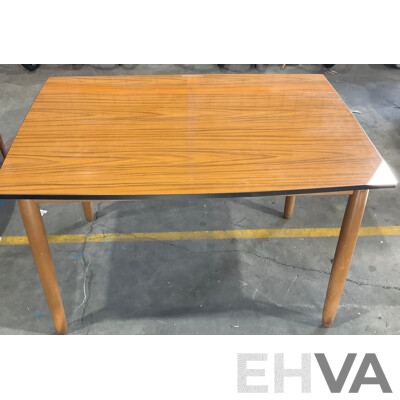 Vintage Dining Set - Wooden Table with Burgess Orange Chairs